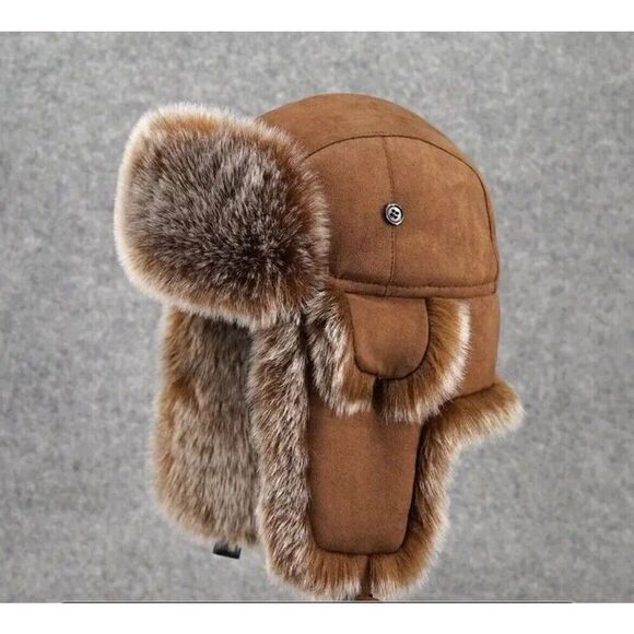 Adult Faux Fur Hat Thick Warm Ear Protection Polyester Unisex  One Size - Picture 1 of 8